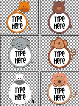 Editable Animal Labels - Printable  Gift Tags