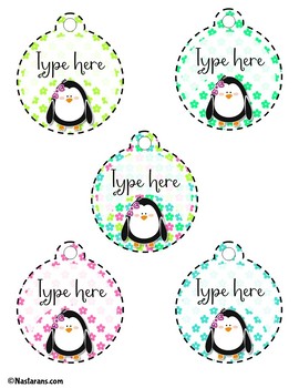 Editable Penguin Gift Tags